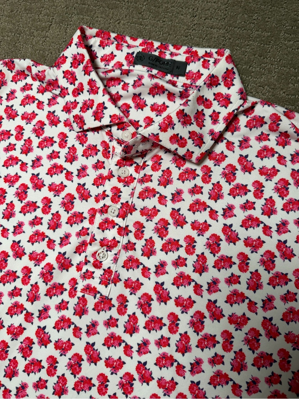 G/FORE Performance Floral Golf Polo Red/Pink Mens Size Medium